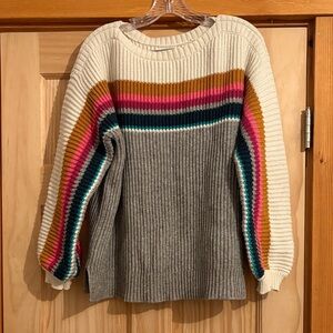 Anthropologie Multicolor Striped Crew Neck Sweater